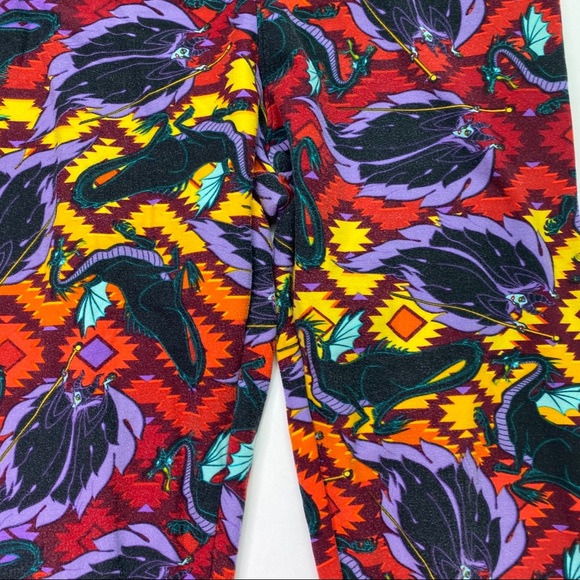 LuLaRoe Leggings Disney Maleficent Dragon OS Red - Picture 12 of 14